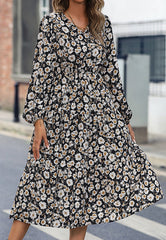 Vintage Floral Herbst Midikleid