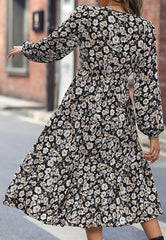 Vintage Floral Herbst Midikleid