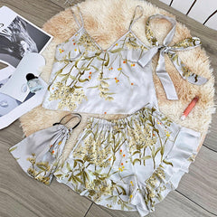 Set aus Tanktop und Shorts mit japanischem Blumenmuster