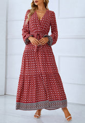 Vestido largo con estampado bohemio geométrico