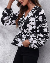 Bluse mit Schößchen und Blumenmuster