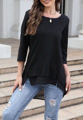 Flared Sleeve Double Hem Top