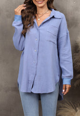 Blusa con hombros caídos y dobladillo redondeado