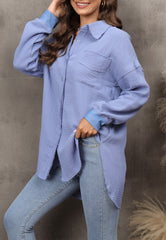 Blusa con hombros caídos y dobladillo redondeado