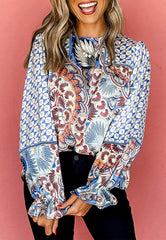 Bluse mit gemischtem geometrischem Muster