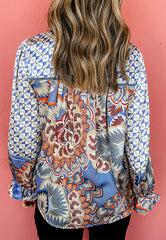 Bluse mit gemischtem geometrischem Muster