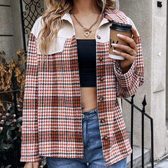 Chaqueta con bolsillo falso y estampado de pata de gallo