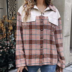 Chaqueta con bolsillo falso y estampado de pata de gallo