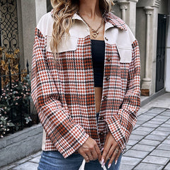 Chaqueta con bolsillo falso y estampado de pata de gallo