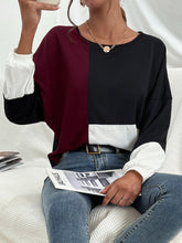 Basic-Pullover mit geometrischem Farbblock