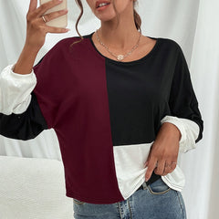 Basic-Pullover mit geometrischem Farbblock