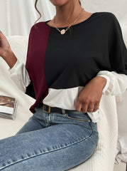 Basic-Pullover mit geometrischem Farbblock