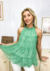 Neckholder-Bluse mit Blumenmuster