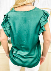 Solid Color Tiered Ruffle Blouse