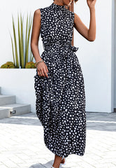 Vestido con estampado de guepardo y cuello alto