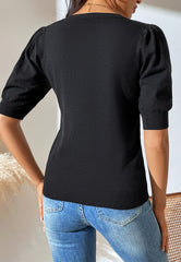 Suéter de color liso con mangas al codo