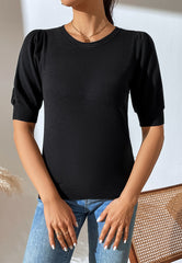 Suéter de color liso con mangas al codo