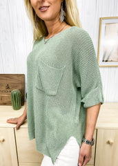 Elbow Sleeve Textured Knit Sweater