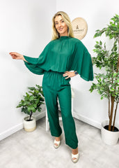 Pleated Cape Style Jumpsuit