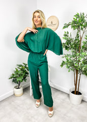 Pleated Cape Style Jumpsuit