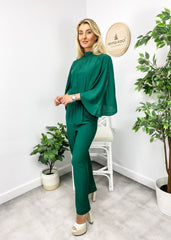 Pleated Cape Style Jumpsuit