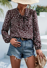 Tie Neck Bishop Sleeve Blouse