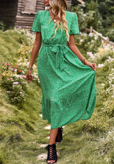 Ditsy Floral Ruffle Hem Midi Dress