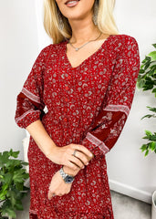 V Neck Bohemian Maxi Dress