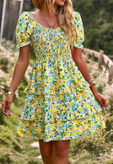 V Neck Ruffle Layered Dress