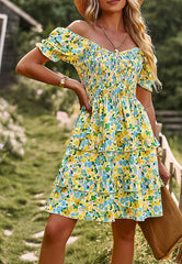 V Neck Ruffle Layered Dress