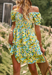 V Neck Ruffle Layered Dress