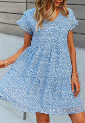 V Neck Leopard Tiered Dress