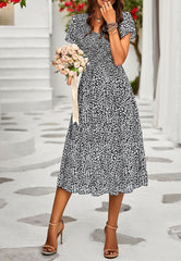 V Neck Tiered Sleeves Dress