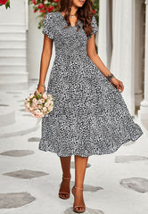 V Neck Tiered Sleeves Dress