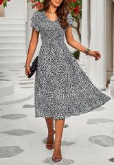 V Neck Tiered Sleeves Dress