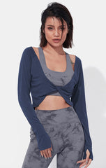 Langärmliges Überkleid mit verdrehter Vorderseite