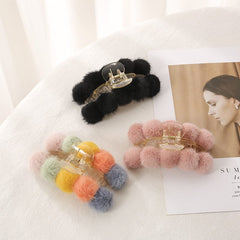 Fluffy Pompom Ball Hair Claw