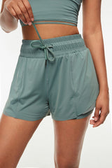 Drawstring Waist Lined Active Shorts