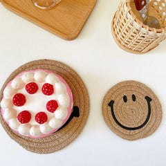Smiley Face Woven Mat Coaster
