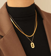 Geometrischer Anhänger Schlangenknochenkette Goldkette