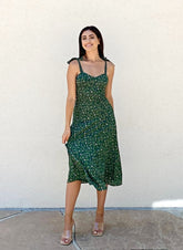 Vestido midi floral con lazo en los hombros