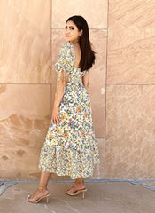 Flatter-Midikleid mit Blumendruck