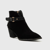 Botines de tacón grueso con punta recortada y correa