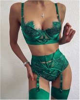 Dessous-Set mit Strumpfband und Spitze „Happy Christmas“