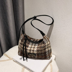 Soft Tweed Plaid Crossbody Bag