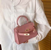 Mini bolso de piel sintética con asa pequeña y cierre dorado