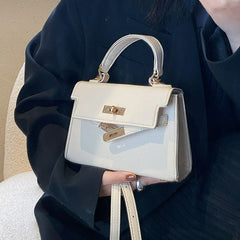 Mini Faux Leather Small Handle Bag with Gold Clasp