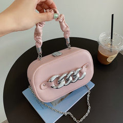 Mini Shoulder Messenger Bag with Silver Chain Links