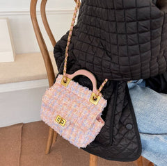 Mini Tweed Crossbody Bag with Handle