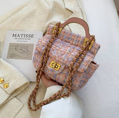 Mini Tweed Crossbody Bag with Handle